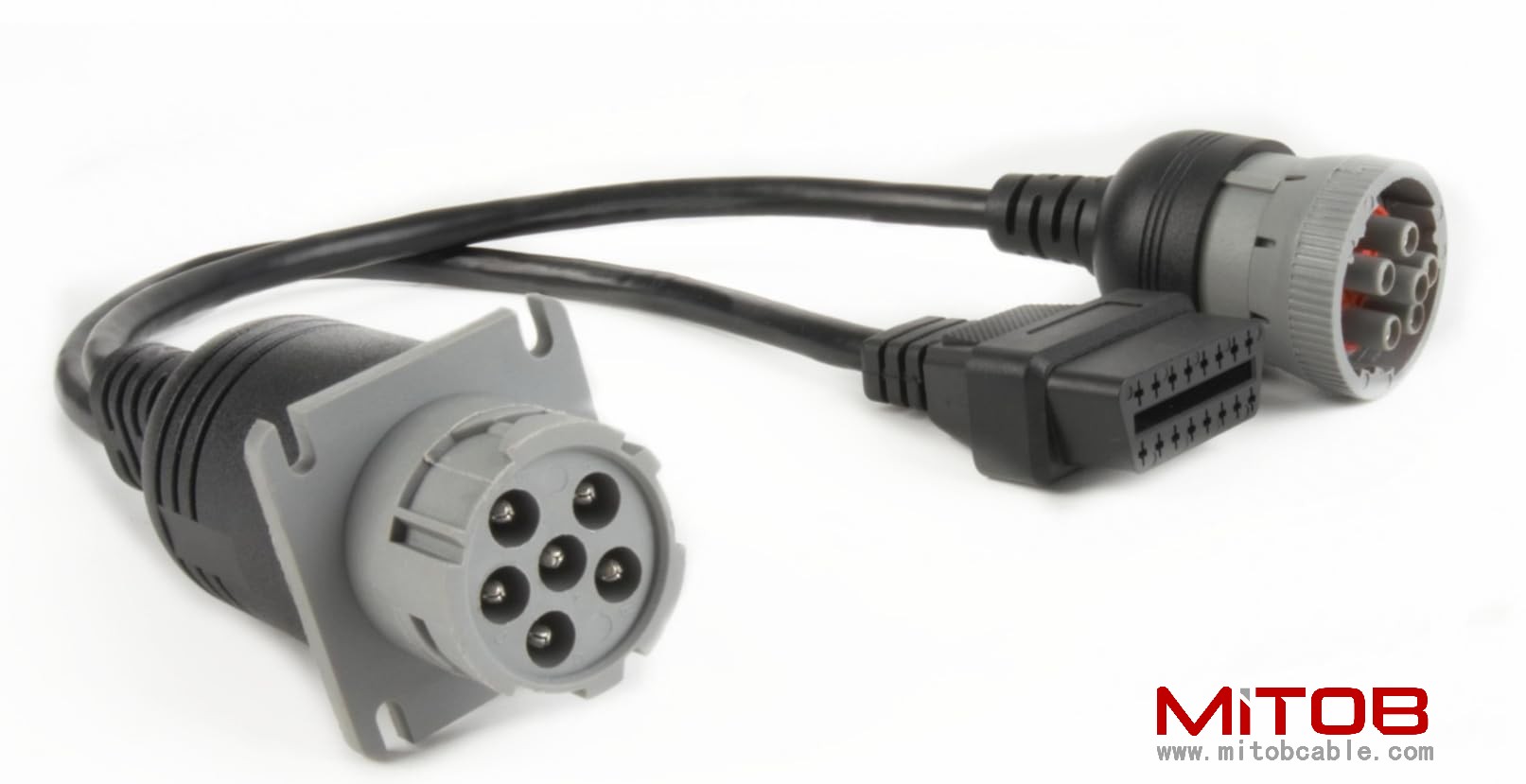 J1708 6pin Male to 6pin Female to OBD2 Splitter Cable for Freightliner Truck