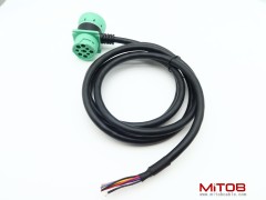 SAE J1939 9Pin Pass Through Male/Female to Open End Pigtail Cable 6ft for Freightliner Truck