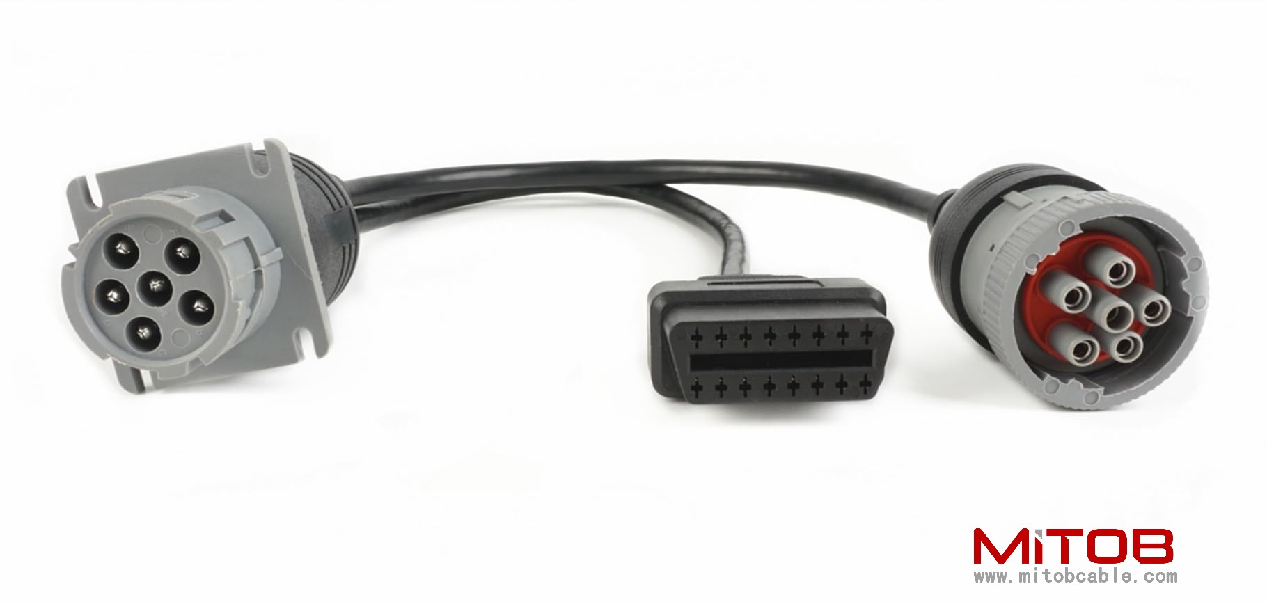 J1708 6pin Male to 6pin Female to OBD2 Splitter Cable for Freightliner Truck