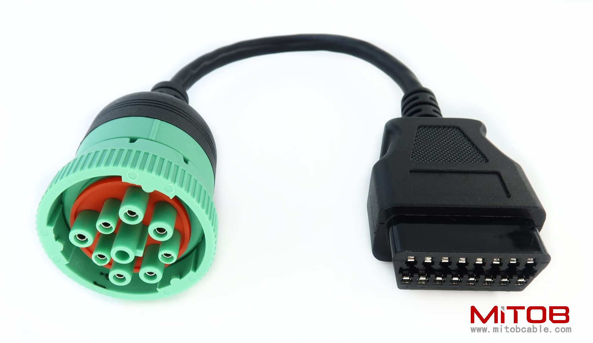 Green Type 2 J1939 Male to 16pin OBD2 Female Cable 16pin to 9pin J1939 Adapter Cable