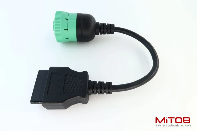 Green Type 2 J1939 Male to 16pin OBD2 Female Cable 16pin to 9pin J1939 Adapter Cable