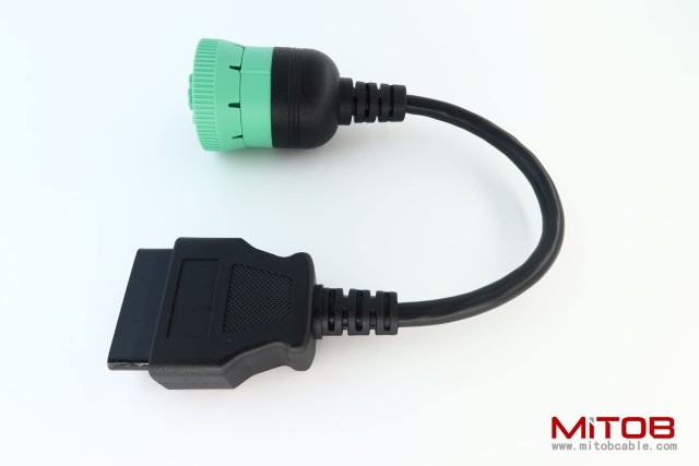 Green Type 2 J1939 Male to 16pin OBD2 Female Cable 16pin to 9pin J1939 Adapter Cable