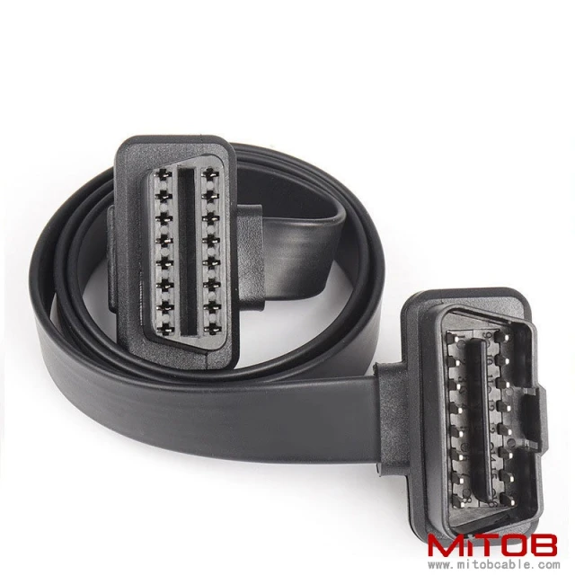 OBD2 male to female flat  extension cable, on-board computer 16 pin 16 core extension cable