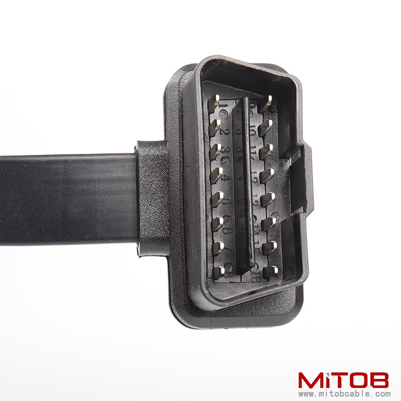 OBD2 male to female flat  extension cable, on-board computer 16 pin 16 core extension cable