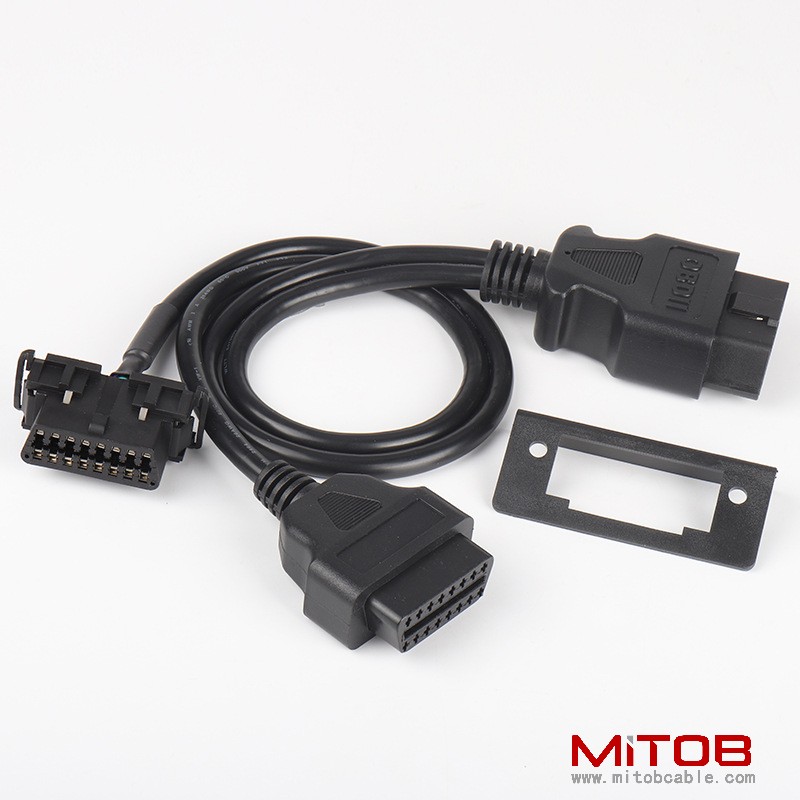0.5 M OBD2  16 pin 16 core  1 to 2 splitter Y cable  with baffle Kia  obd2  16pin cable