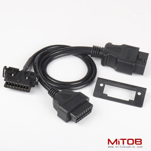 0.5 M OBD2  16 pin 16 core  1 to 2 splitter Y cable  with baffle Kia  obd2  16pin cable