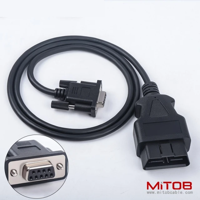 1.1m obd2  16PIN TO DB9 female cable  Serial RS232 OBD2 CABLE