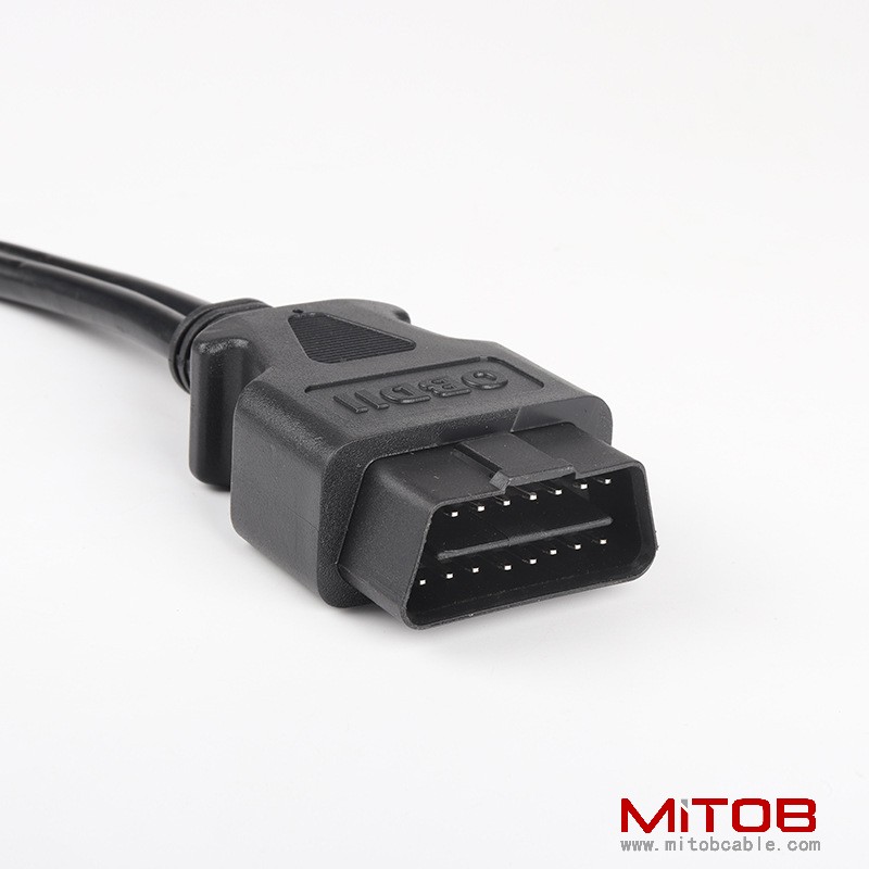0.5 M OBD2  16 pin 16 core  1 to 2 splitter Y cable  with baffle Kia  obd2  16pin cable