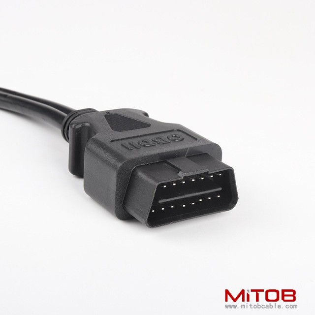 0.5 M OBD2  16 pin 16 core  1 to 2 splitter Y cable  with baffle Kia  obd2  16pin cable