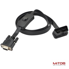 OBD2 to DB9 with switch extension cable ultra-thin flat wire elbow type automotive OBD cable