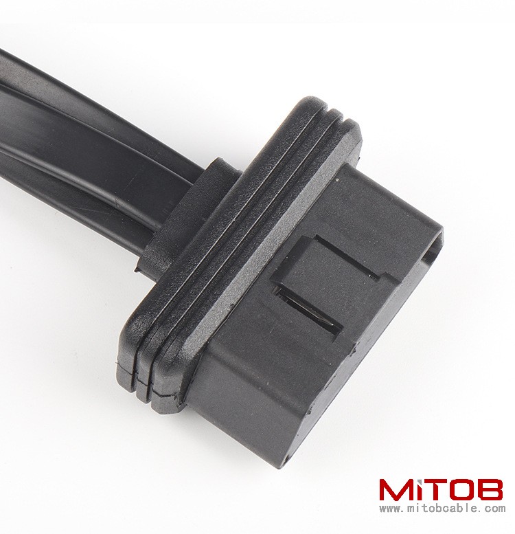 35 cm OBD one split two extension cable with switch, OBD 2 flat wire one to two cable