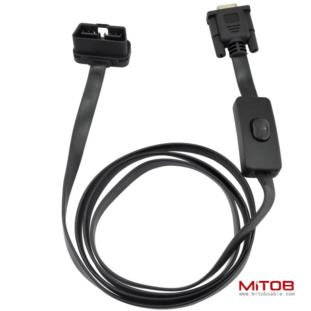 OBD2 to DB9 with switch extension cable ultra-thin flat wire elbow type automotive OBD cable