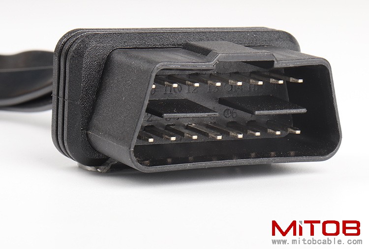 35 cm OBD one split two extension cable with switch, OBD 2 flat wire one to two cable