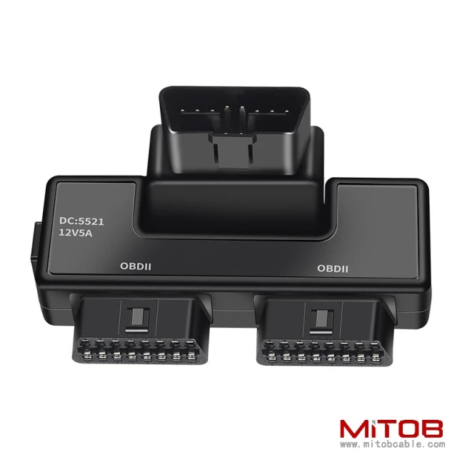 OBD2 1 to 2 adapter  16 pin 16 core automotive truck new energy OBD universal with DC5521 interface
