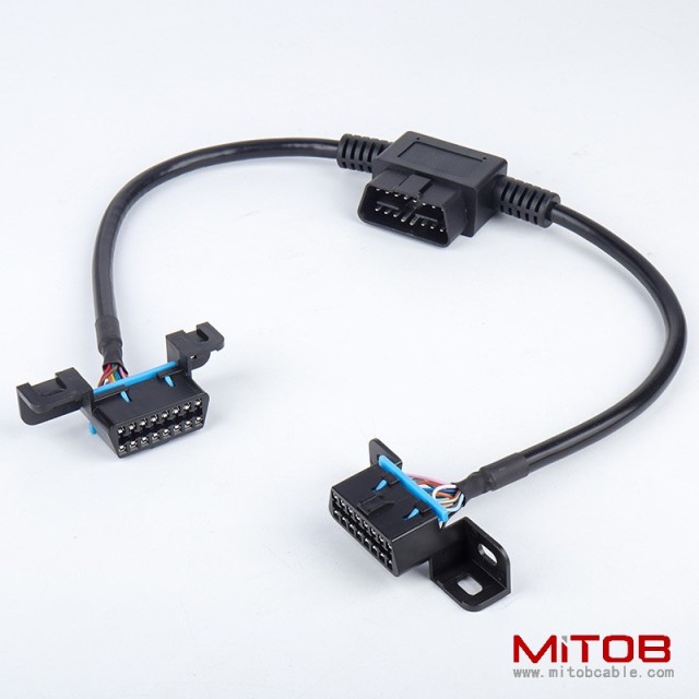 Car OBD cable OBD2 one  to  two 16 pin plug extension cable