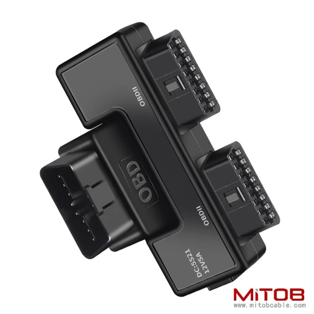 OBD2 1 to 2 adapter  16 pin 16 core automotive truck new energy OBD universal with DC5521 interface