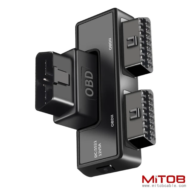 OBD2 1 to 2 adapter  16 pin 16 core automotive truck new energy OBD universal with DC5521 interface