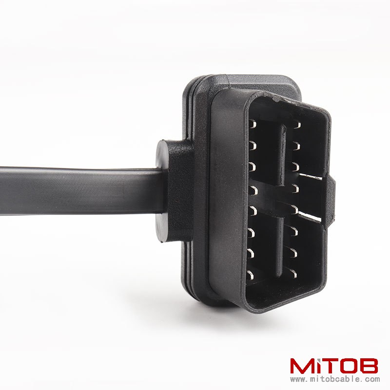 60CM Automotive OBD2 one to  two with switch extension splitter Y cable  flat OBD2 one to two adapter cable