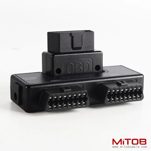 OBD2 1 to 2 adapter  16 pin 16 core automotive truck new energy OBD universal with DC5521 interface