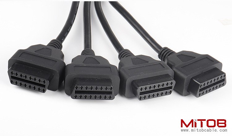 0.5m car OBD2  1 male to 4 female  16 pins and 16 cores cable