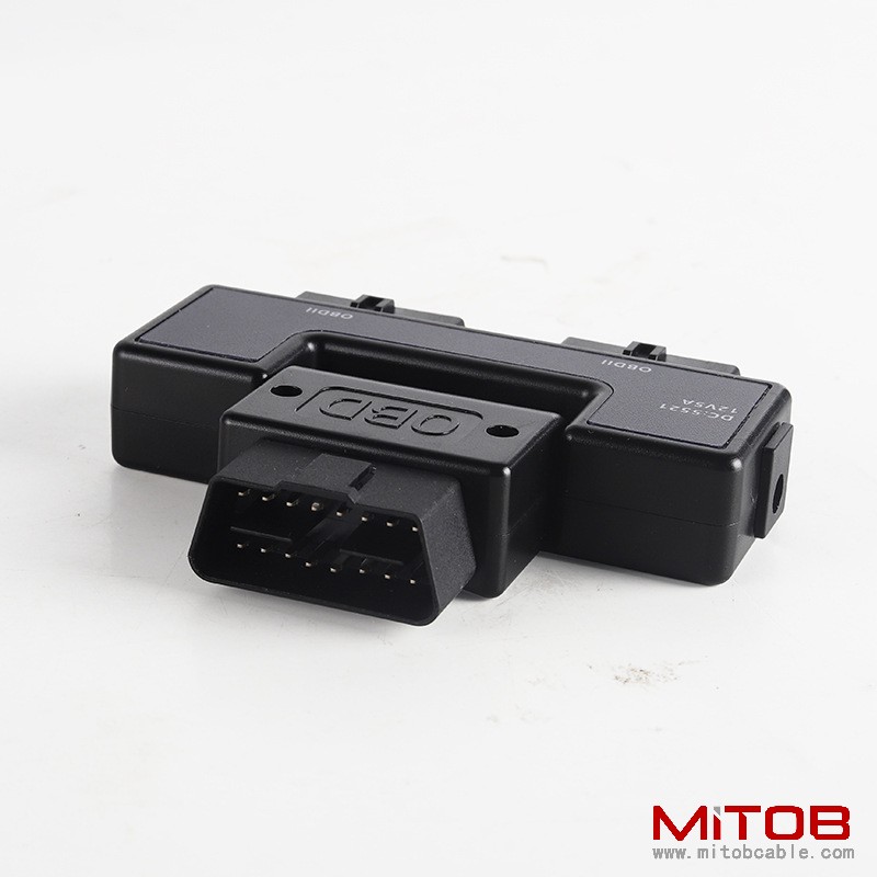 OBD2 1 to 2 adapter  16 pin 16 core automotive truck new energy OBD universal with DC5521 interface