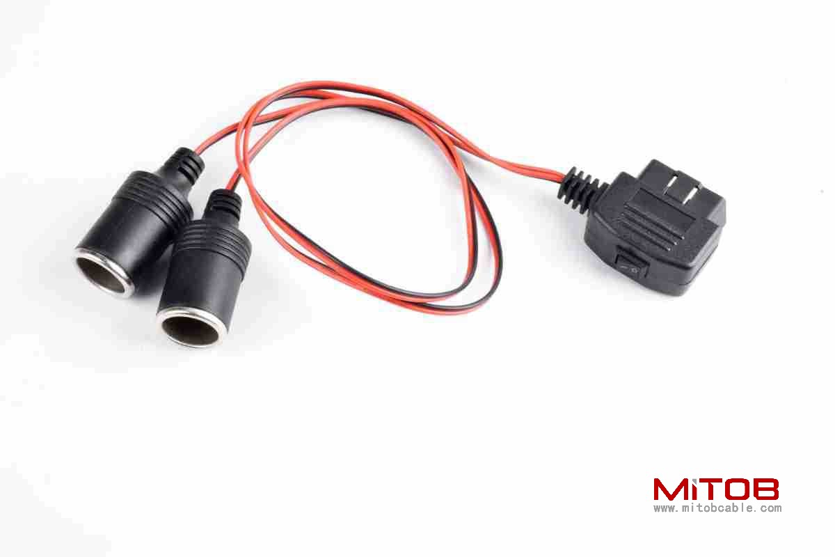OBD2  cable Car OBDll device driving recorder taking wire cigarette lighter DC head multi-function power cord