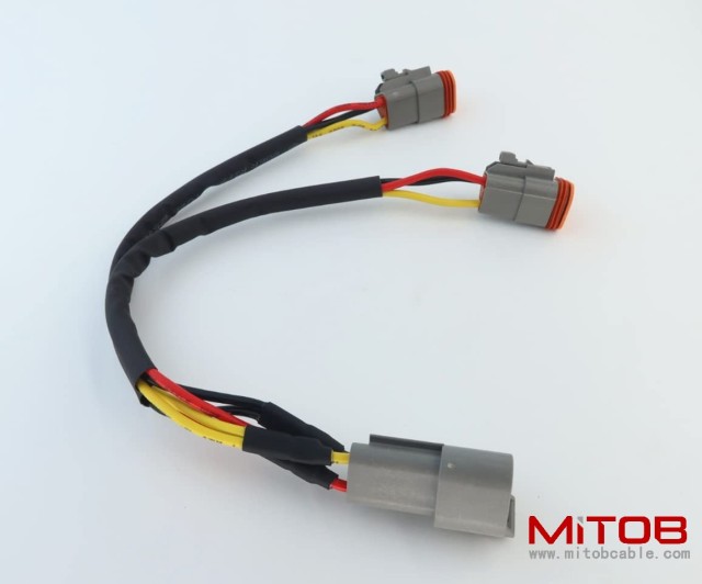 DT 3p Splitter Y Cable Connector Plug Splitter Wire Harness 1 Male to 2 Female DT 3 Pin 1-2 SplitterCable 1ft/30cm