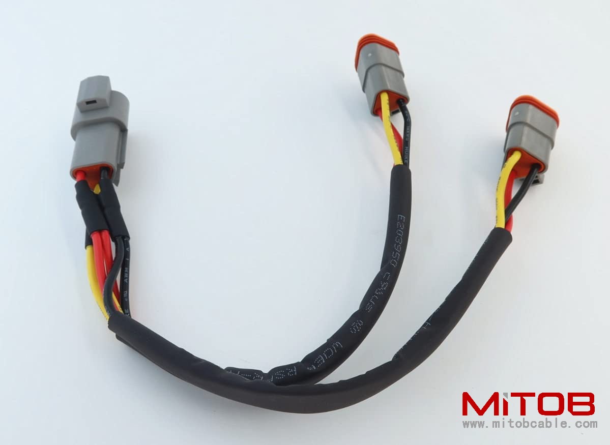 DT 3p Splitter Y Cable Connector Plug Splitter Wire Harness 1 Male to 2 Female DT 3 Pin 1-2 SplitterCable 1ft/30cm
