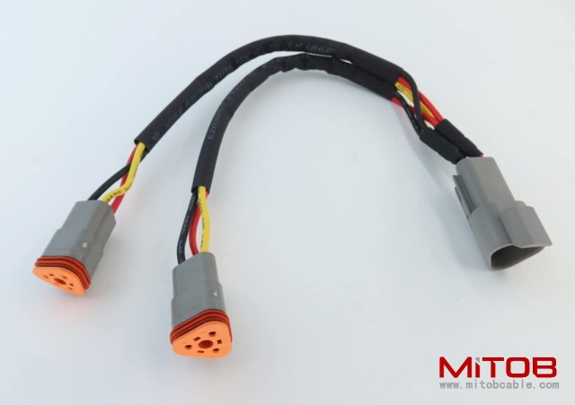 DT 3p Splitter Y Cable Connector Plug Splitter Wire Harness 1 Male to 2 Female DT 3 Pin 1-2 SplitterCable 1ft/30cm