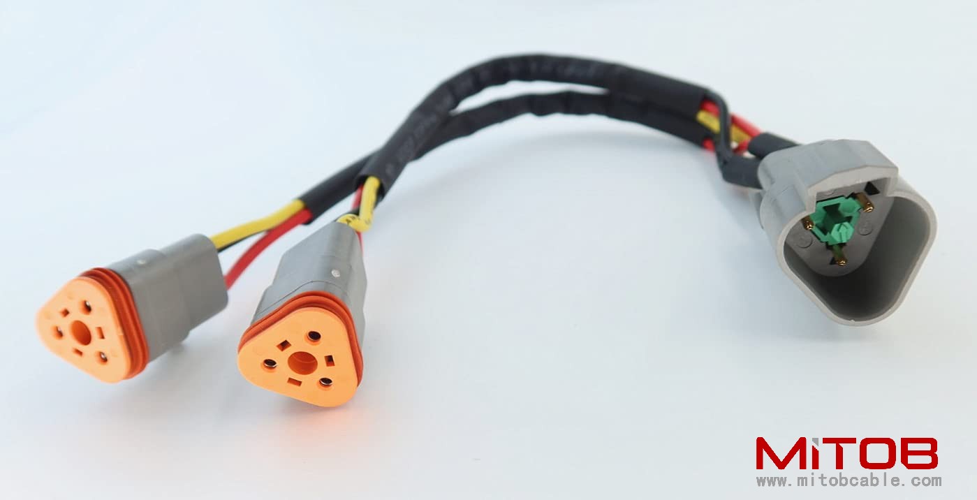 DT 3p Splitter Y Cable Connector Plug Splitter Wire Harness 1 Male to 2 Female DT 3 Pin 1-2 SplitterCable 1ft/30cm