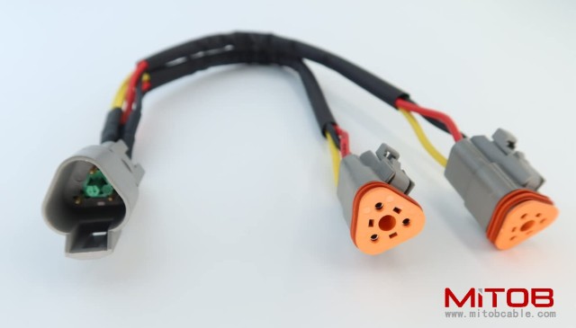 DT 3p Splitter Y Cable Connector Plug Splitter Wire Harness 1 Male to 2 Female DT 3 Pin 1-2 SplitterCable 1ft/30cm