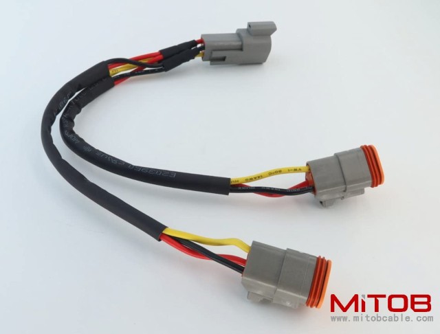 DT 3p Splitter Y Cable Connector Plug Splitter Wire Harness 1 Male to 2 Female DT 3 Pin 1-2 SplitterCable 1ft/30cm