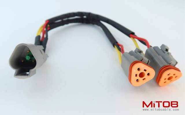 DT 3p Splitter Y Cable Connector Plug Splitter Wire Harness 1 Male to 2 Female DT 3 Pin 1-2 SplitterCable 1ft/30cm