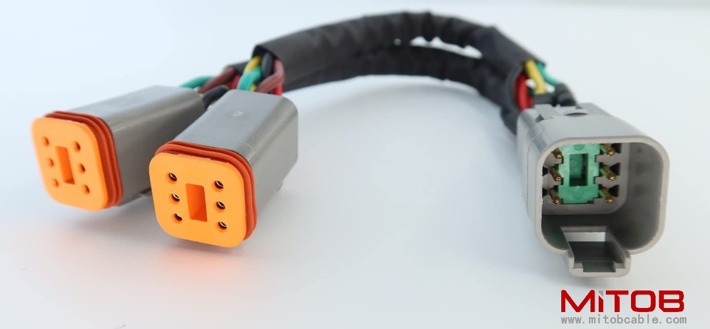 DT 6 Way Connector Plug Splitter Wire Harness 1 Male to 2 Female DT 6 Pin 1-2 SplitterCable 1ft/30cm