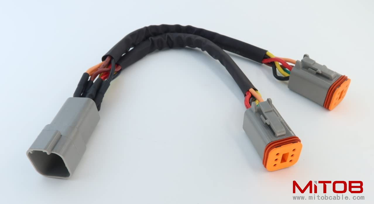 DT 6 Way Connector Plug Splitter Wire Harness 1 Male to 2 Female DT 6 Pin 1-2 SplitterCable 1ft/30cm