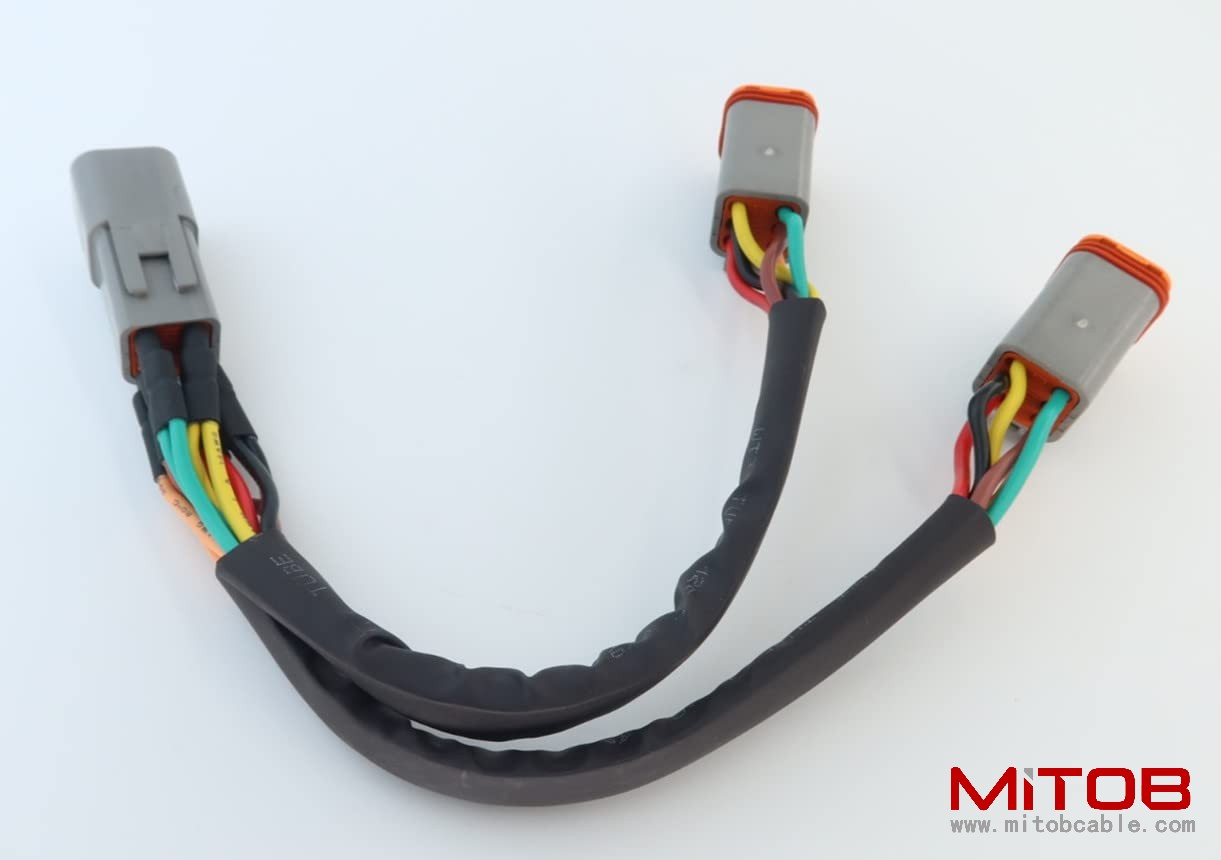 DT 6 Way Connector Plug Splitter Wire Harness 1 Male to 2 Female DT 6 Pin 1-2 SplitterCable 1ft/30cm