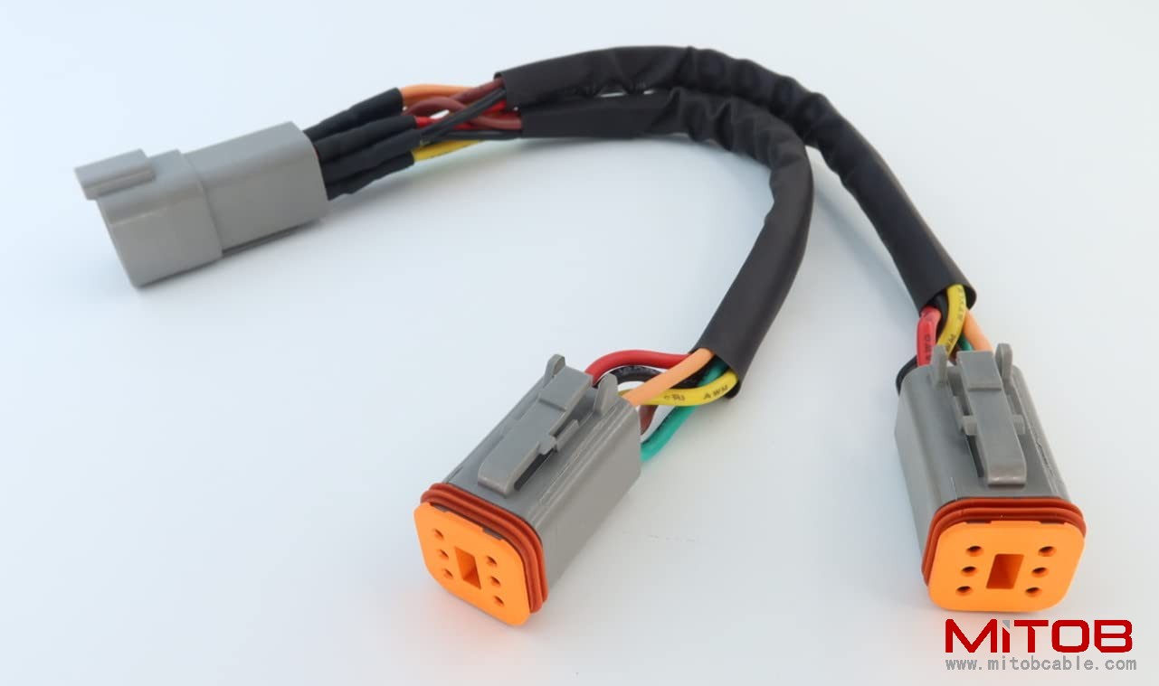 DT 6 Way Connector Plug Splitter Wire Harness 1 Male to 2 Female DT 6 Pin 1-2 SplitterCable 1ft/30cm