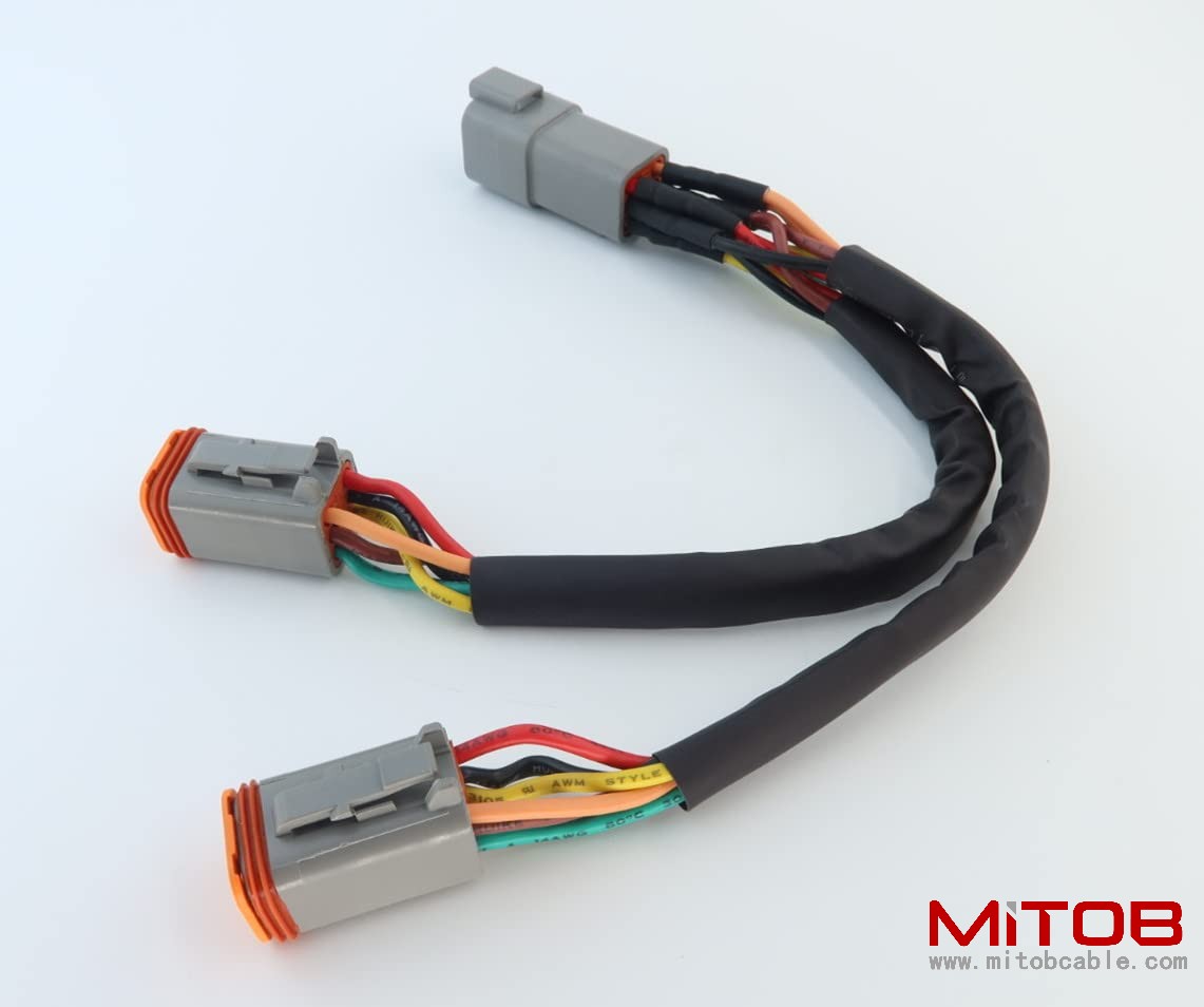 DT 6 Way Connector Plug Splitter Wire Harness 1 Male to 2 Female DT 6 Pin 1-2 SplitterCable 1ft/30cm
