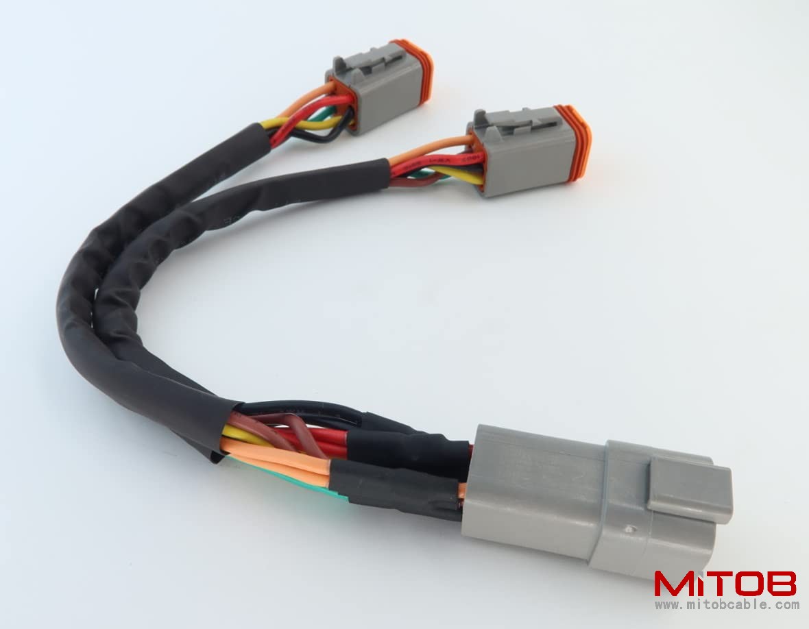 DT 6 Way Connector Plug Splitter Wire Harness 1 Male to 2 Female DT 6 Pin 1-2 SplitterCable 1ft/30cm