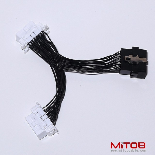 Automotive OBD2 one to two extension cable OBD 2 extension cable OBD 16PIN one to two adapter cable