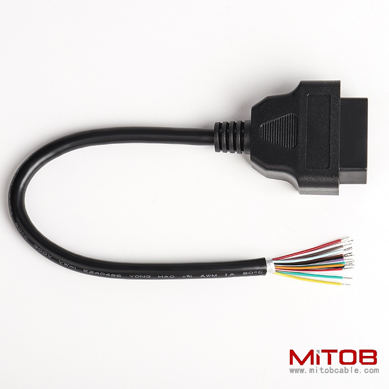 30CM  60CM  1M OBDII 16Pin female  to  open end cable  ELM327 extension wire OBD2 Cable