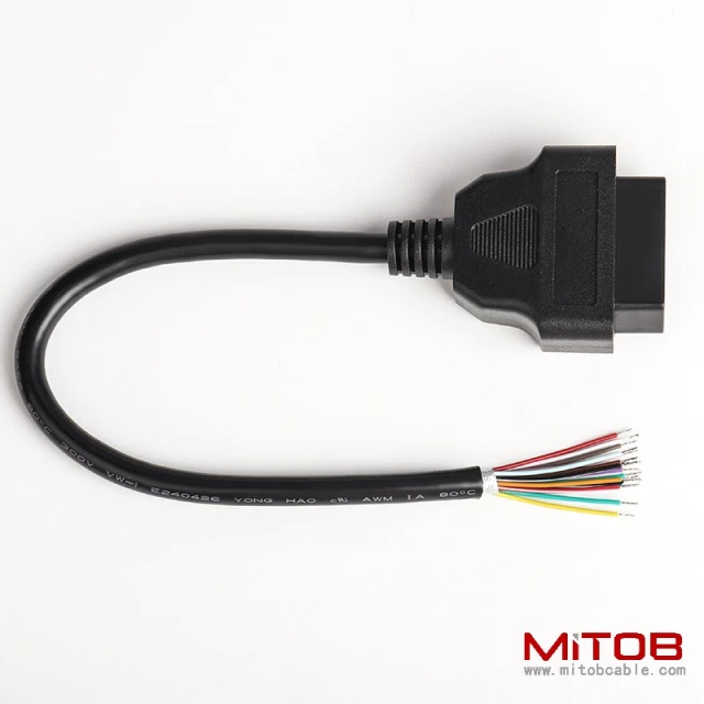 30CM  60CM  1M OBDII 16Pin female  to  open end cable  ELM327 extension wire OBD2 Cable