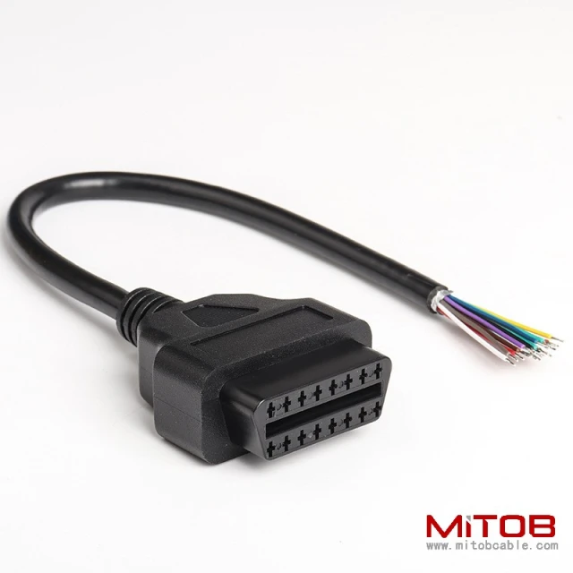 30CM  60CM  1M OBDII 16Pin female  to  open end cable  ELM327 extension wire OBD2 Cable