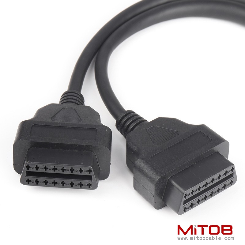 0.3m L-shaped OBD2 splitter Y extension cable elbow 90 degree one to two 16 pin 16 core cable