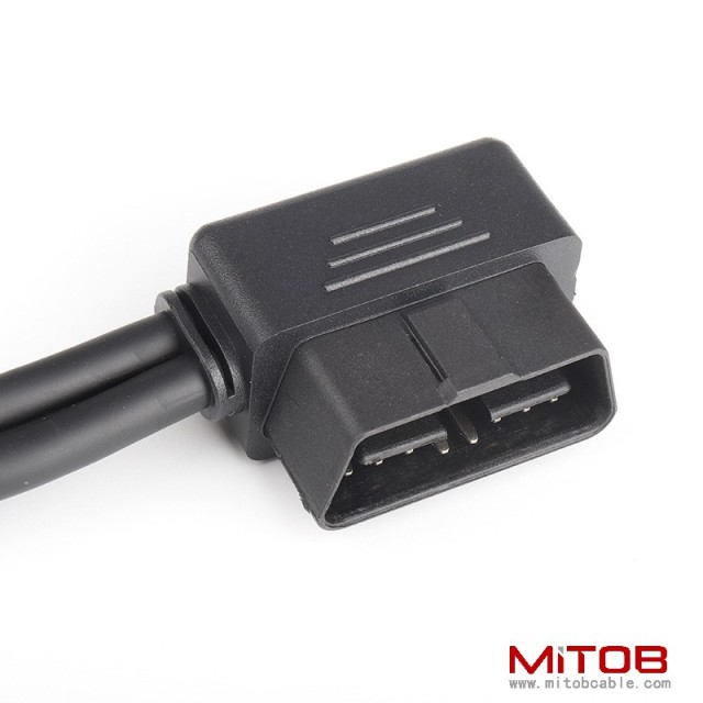 0.3m L-shaped OBD2 splitter Y extension cable elbow 90 degree one to two 16 pin 16 core cable