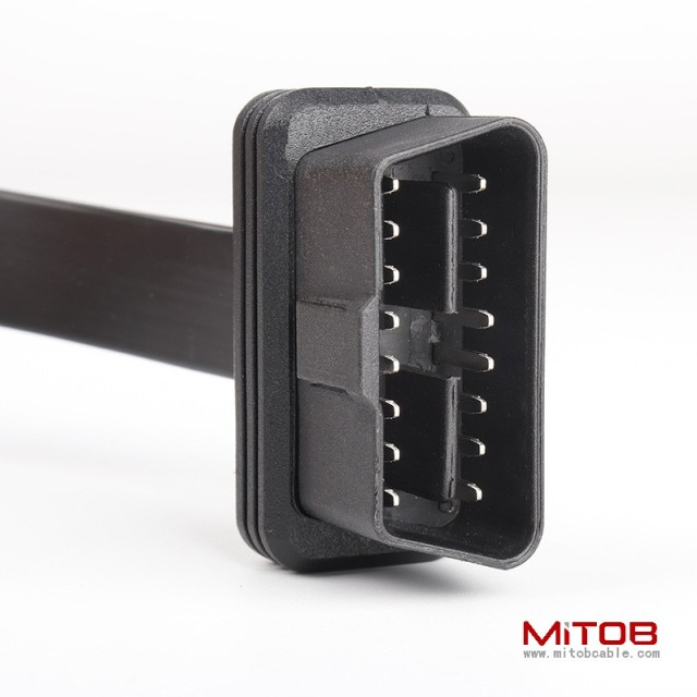 0.3m car OBD2 16 pin 16 core one to two adapter cable straight head OBD one to two flat wire extension cable