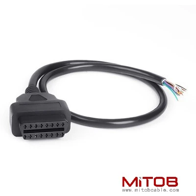 30CM  60CM  1M OBDII 16Pin female  to  open end cable  ELM327 extension wire OBD2 Cable