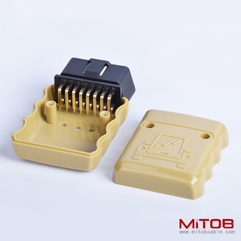 Automotive OBD2 Male OBD 16pin Connector Gold Plated 90 ° Bend J1962M plug 12V/24V