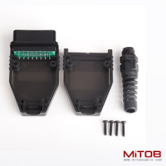 Car OBD2 16 pin male  connector  OBD housing with plug+shell+SR+screw