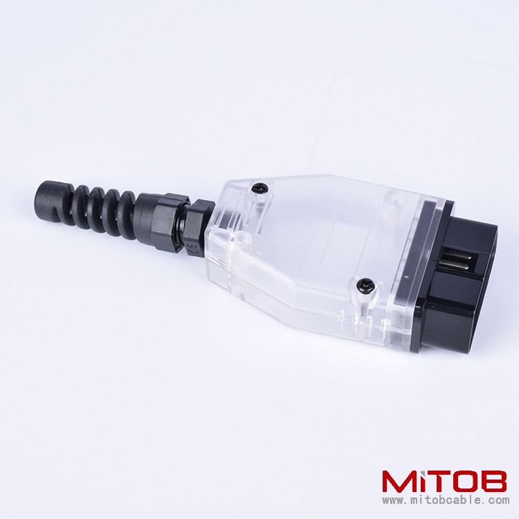 Car OBD2 16 pin male  connector  OBD housing with plug+shell+SR+screw